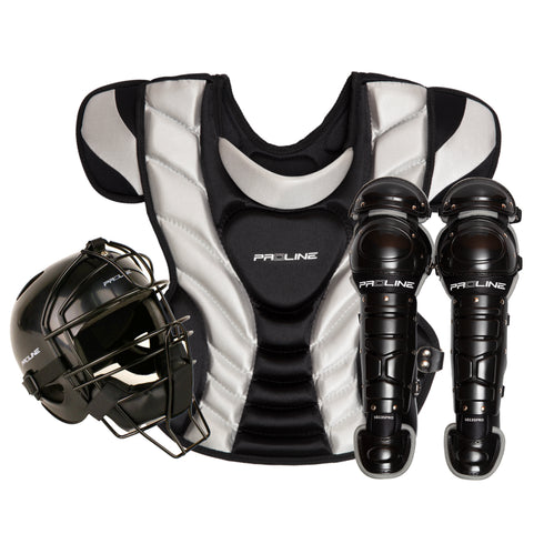 Proline BLACK/GREY Pro Youth Rounded Helmet Complete Catchers Set