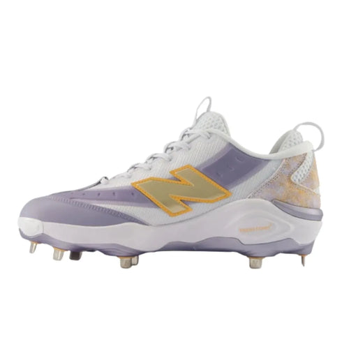 New Balance Fresh Foam 3000V8 2E Fit Metal Cleats - White/Gold