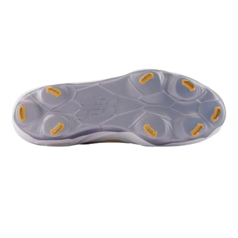 New Balance Fresh Foam 3000V8 2E Fit Metal Cleats - White/Gold