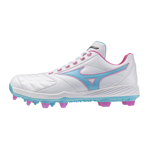 Mizuno Pro Select Fastpitch TPU Women's Moulded Cleats - White/Blue Jewel/Pink