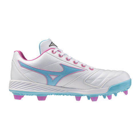 Mizuno Pro Select Fastpitch TPU Women's Moulded Cleats - White/Blue Jewel/Pink