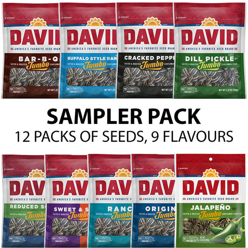 David Flavoured Sunflower Seeds Sampler Pack - Box of 12