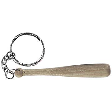 Mini Wood Bat Keyring 3"