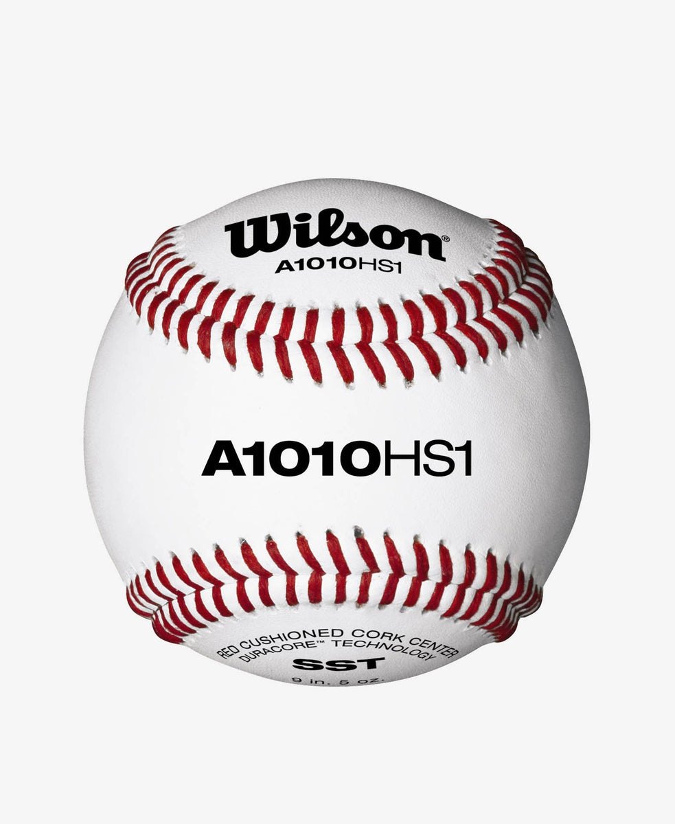 Balle De Baseball Wilson A1010 Pro Series – Cuir Pleine Fleur, Noyau Liège, Laine Grise, Blanche/rouge