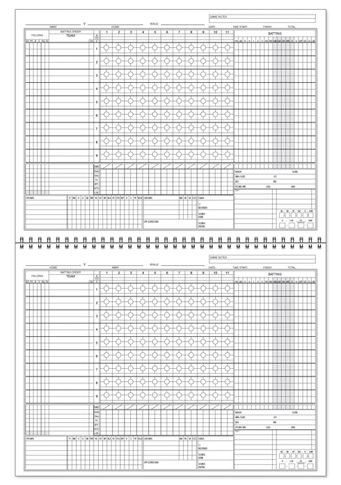 Baseball Victoria Official 9 Batter Score Book