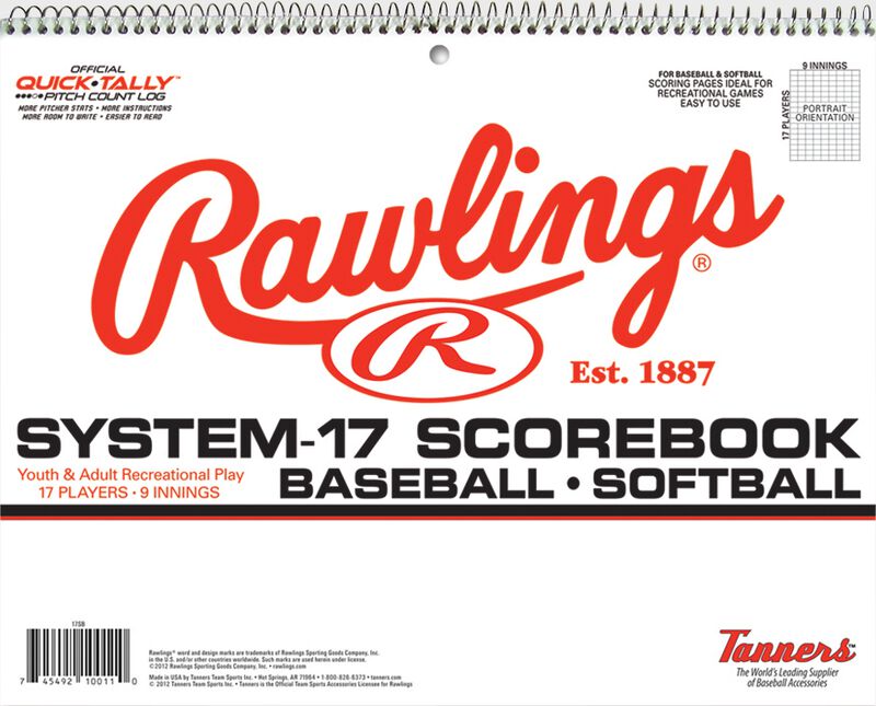 Rawlings System-17 Baseball & Softball Scorebook - 24 Games, Tracks 9 Innings & 17 Players